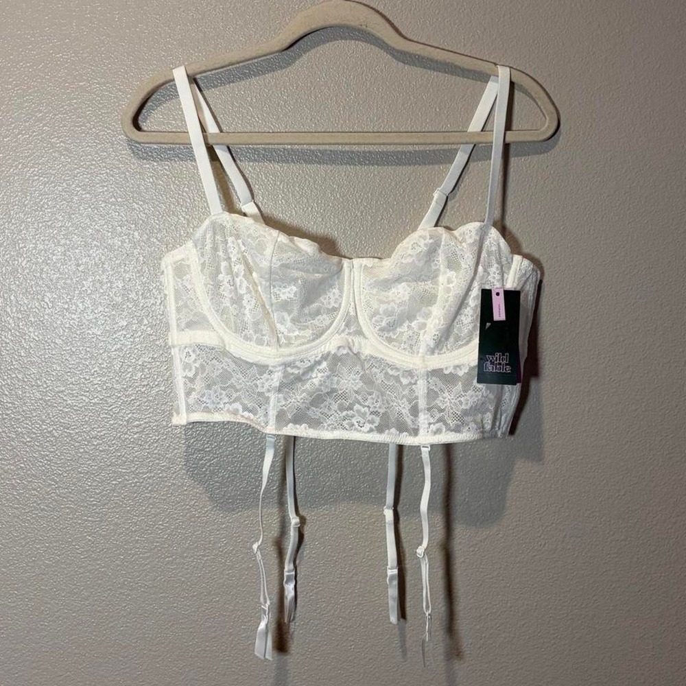 Wild Fable White Floral Lace Underwire Bustier Garter Top XL